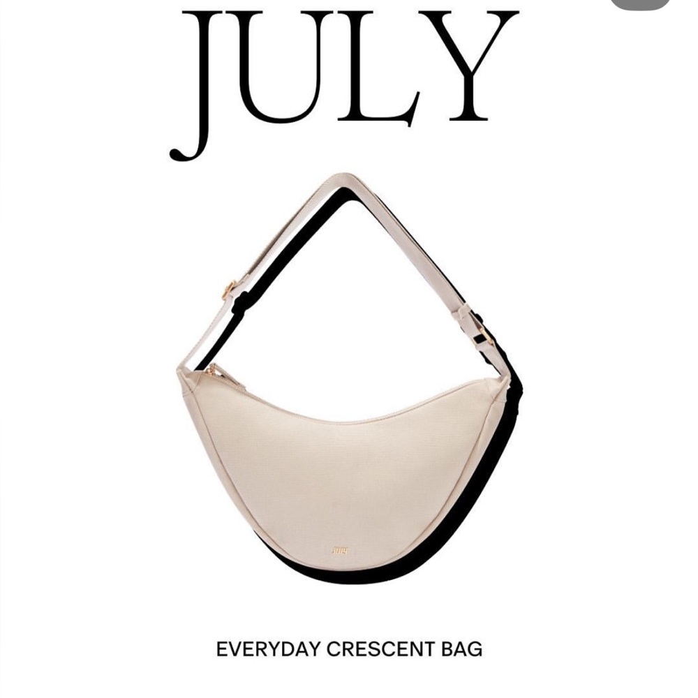 Minimal Crescent Shoulder Bag in Soft Beige - Picture 3 of 8
